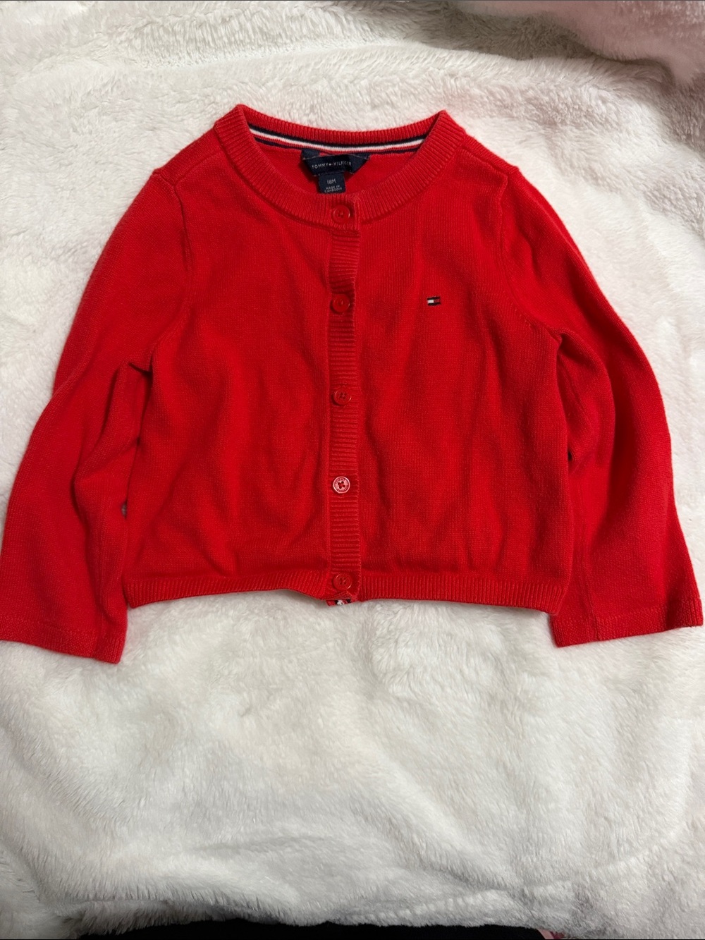 Tommy Hilfiger Red Cropped Button-Up Cardigan